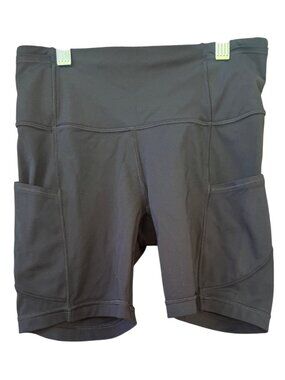 Lululemon Black High-Rise Pocketed Biker Shorts Sz 4 Stretchy Performance Fabric